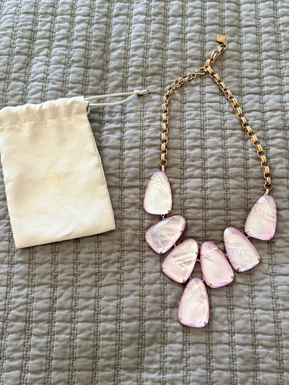 Kendra Scott Harlow Statement Necklace light purple and rose gold